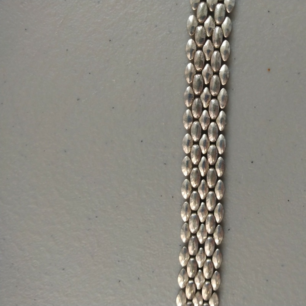 Interlocking Necklace Bib Silver Four Rows Vintag… - image 6